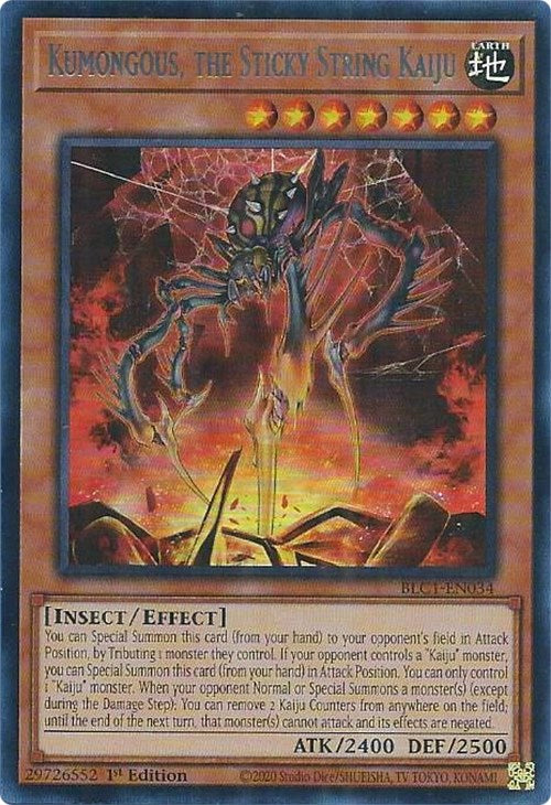 Kumongous, the Sticky String Kaiju (Silver) [BLC1-EN034] Ultra Rare | Exor Games Dartmouth