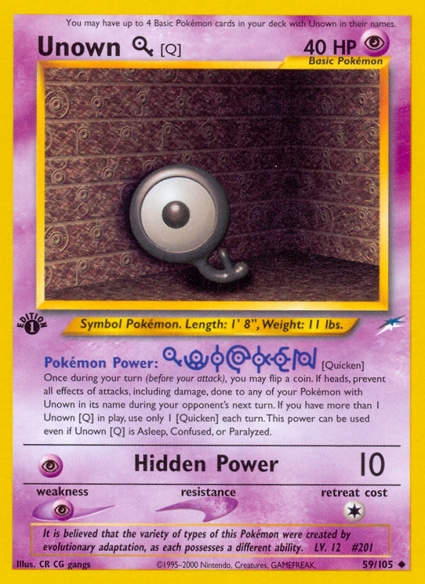 Unown [Q] (59/105) [Neo Destiny 1st Edition] | Exor Games Dartmouth