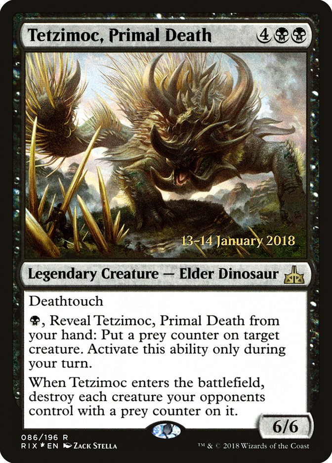 Tetzimoc, Primal Death [Rivals of Ixalan Prerelease Promos] | Exor Games Dartmouth