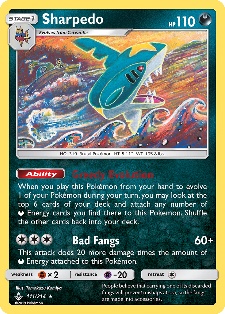 Sharpedo (111/214) [Sun & Moon: Unbroken Bonds] | Exor Games Dartmouth