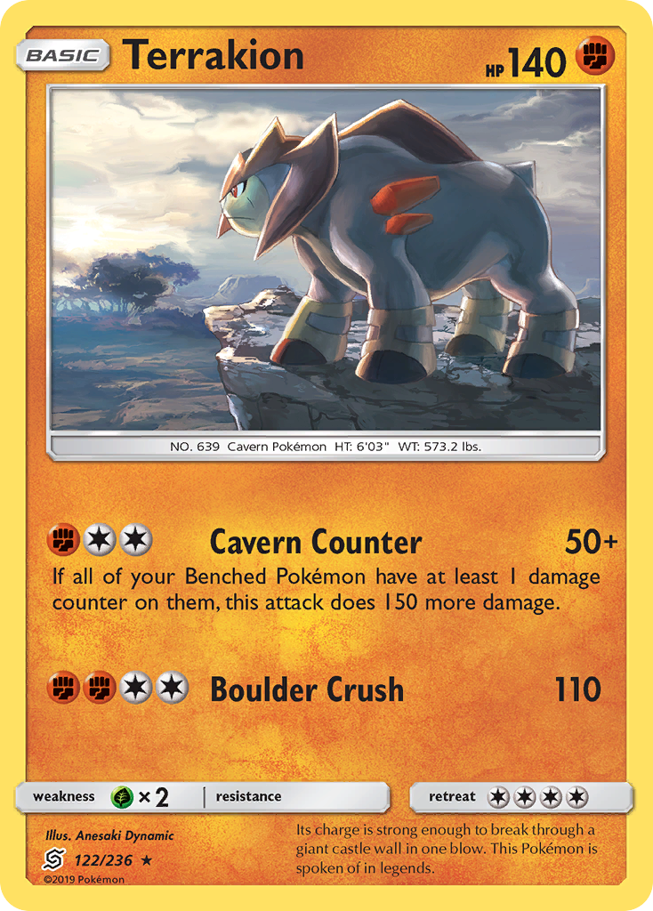 Terrakion (122/236) [Sun & Moon: Unified Minds] | Exor Games Dartmouth