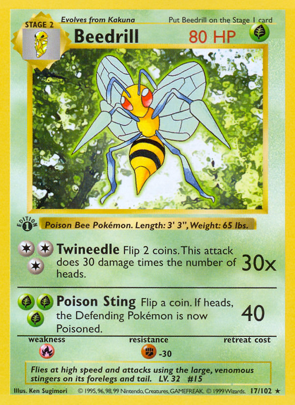 Beedrill (17/102) (Shadowless) [Base Set 1st Edition] | Exor Games Dartmouth