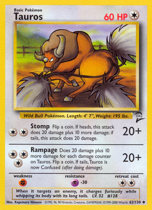 Tauros (62/130) [Base Set 2] | Exor Games Dartmouth