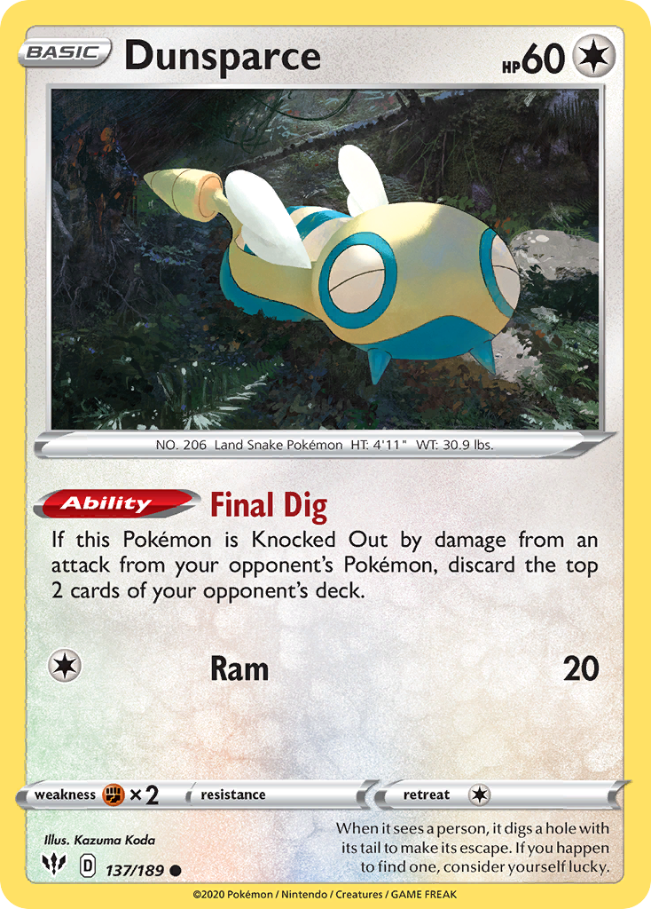 Dunsparce (137/189) [Sword & Shield: Darkness Ablaze] | Exor Games Dartmouth