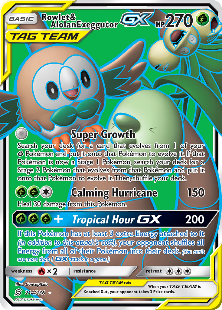 Rowlet & Alolan Exeggutor GX (214/236) [Sun & Moon: Unified Minds] | Exor Games Dartmouth