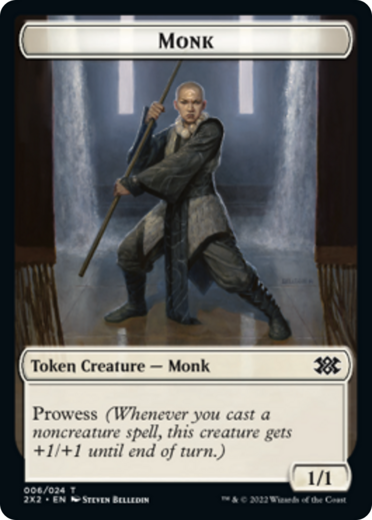 Bear // Monk Double-sided Token [Double Masters 2022 Tokens] | Exor Games Dartmouth