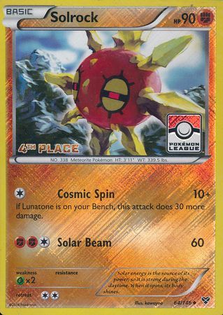 Solrock (64/146) (4th Place League Challenge Promo) [XY: Base Set] | Exor Games Dartmouth