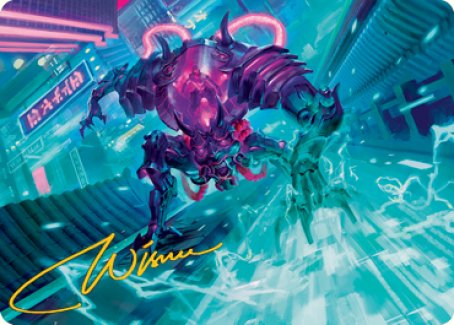 Surgehacker Mech Art Card (Gold-Stamped Signature) [Kamigawa: Neon Dynasty Art Series] | Exor Games Dartmouth