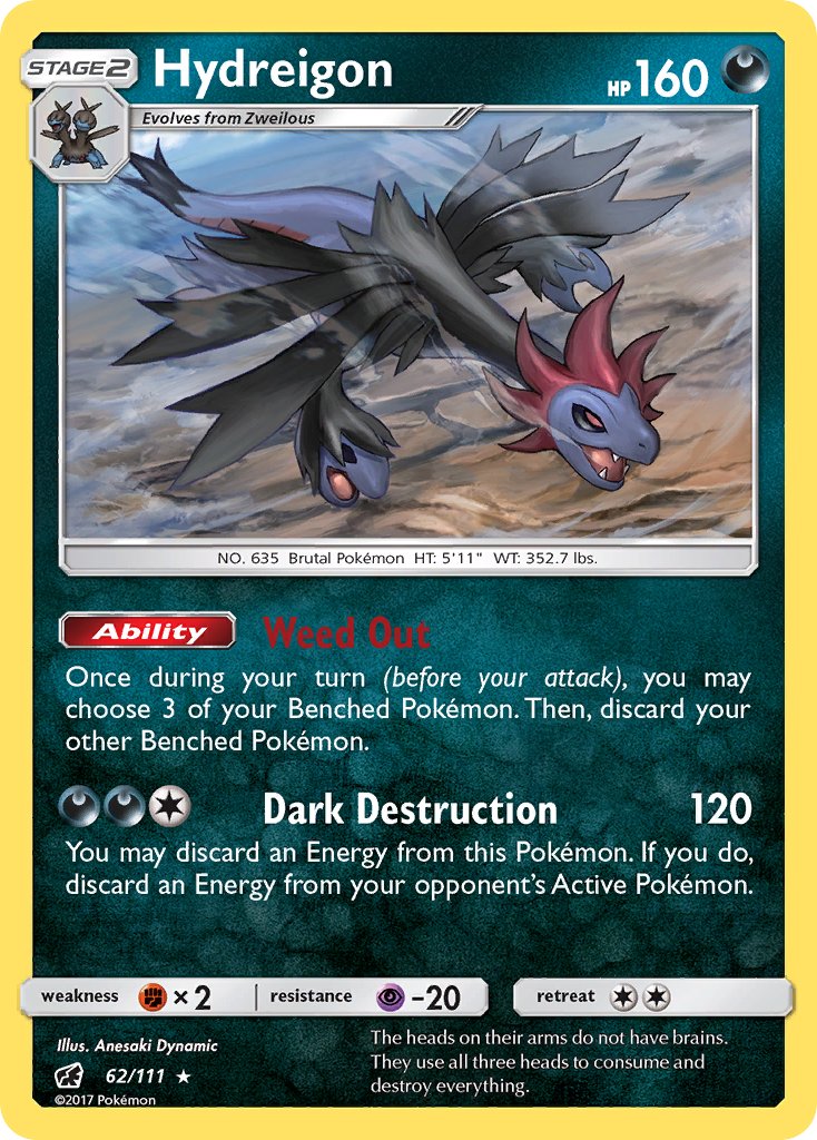 Hydreigon (62/111) (Cracked Ice Holo) (Theme Deck Exclusive) [Sun & Moon: Crimson Invasion] | Exor Games Dartmouth