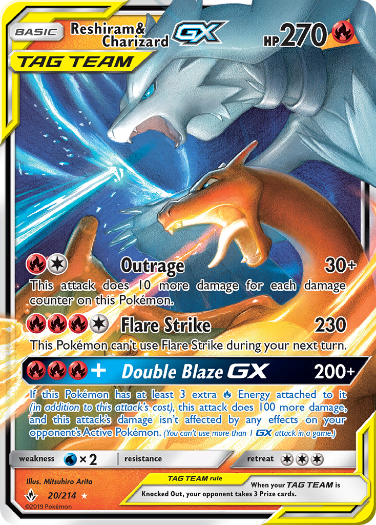 Reshiram & Charizard GX (20/214) [Sun & Moon: Unbroken Bonds] | Exor Games Dartmouth