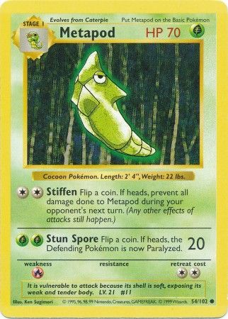 Metapod (54/102) [Base Set Shadowless Unlimited] | Exor Games Dartmouth