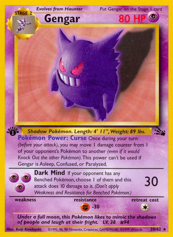 Gengar (20/62) [Fossil 1st Edition] | Exor Games Dartmouth