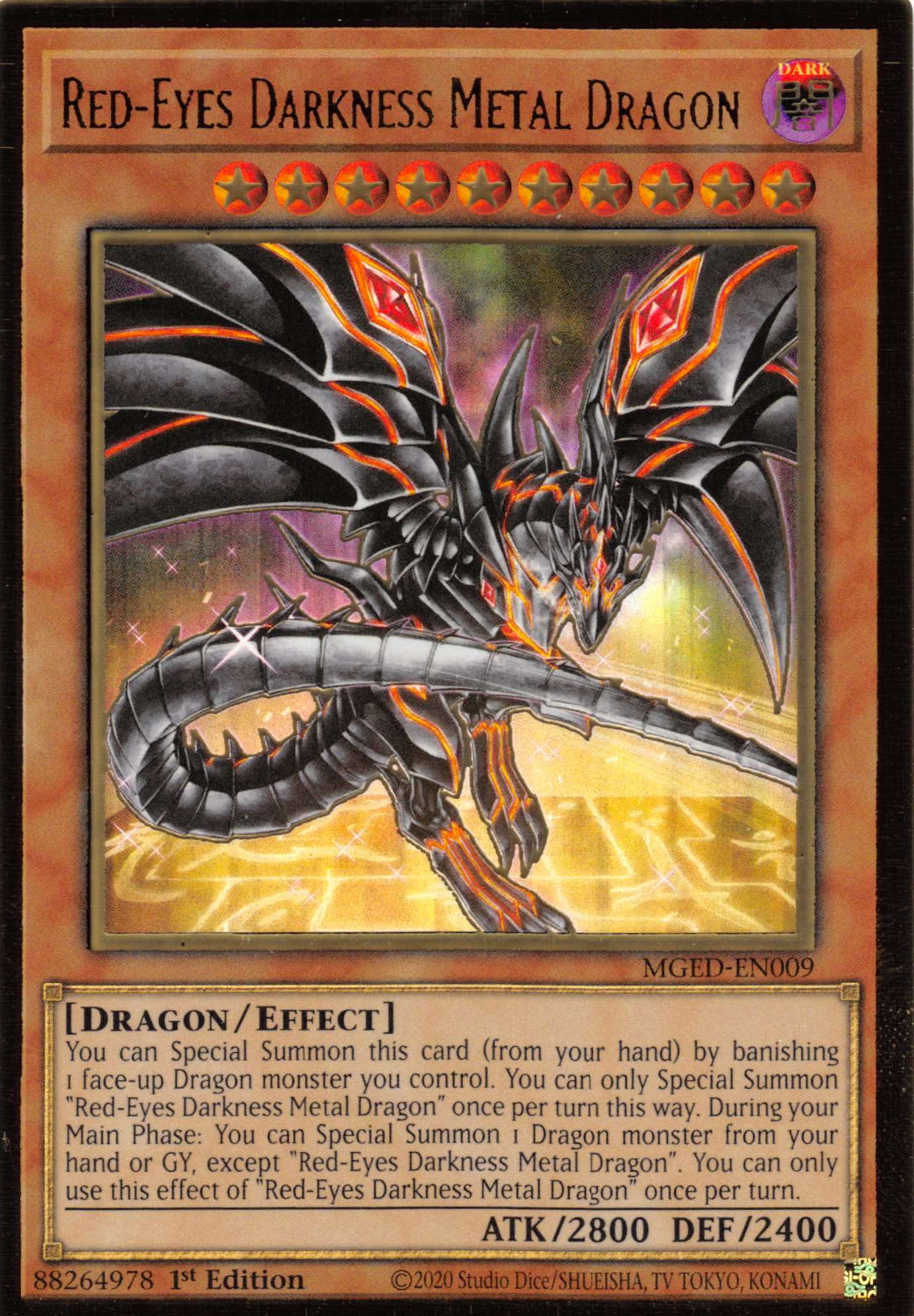 Red-Eyes Darkness Metal Dragon (Alternate Art) [MGED-EN009] Gold Rare | Exor Games Dartmouth