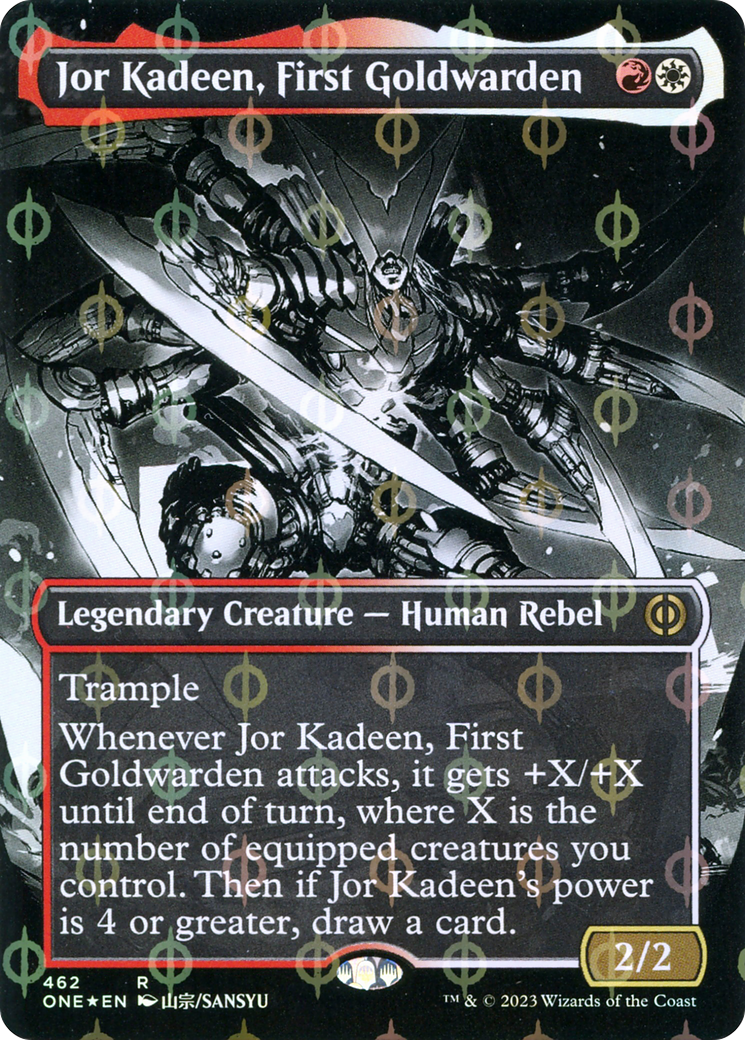 Jor Kadeen, First Goldwarden (Borderless Manga Step-and-Compleat Foil) [Phyrexia: All Will Be One] | Exor Games Dartmouth