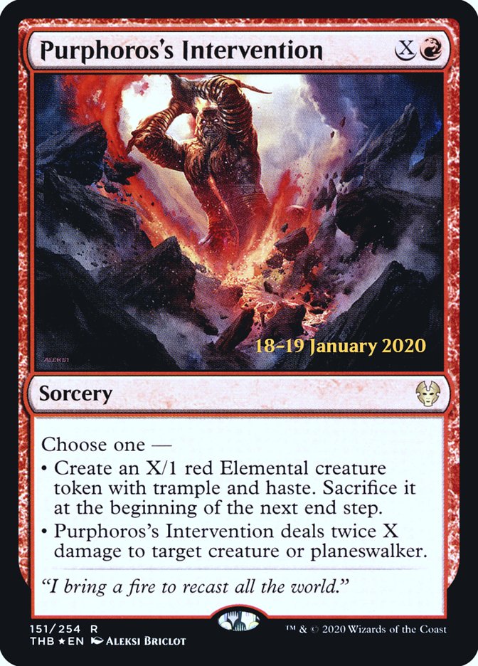 Purphoros's Intervention [Theros Beyond Death Prerelease Promos] | Exor Games Dartmouth