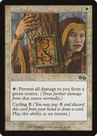 Rune of Protection: Green [Urza's Saga] | Exor Games Dartmouth