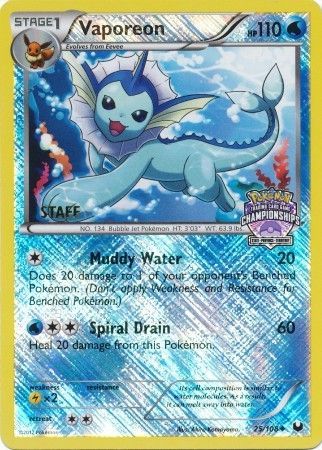 Vaporeon (25/108) (State Province Championship 2013 Promo Staff) [Black & White: Dark Explorers] | Exor Games Dartmouth