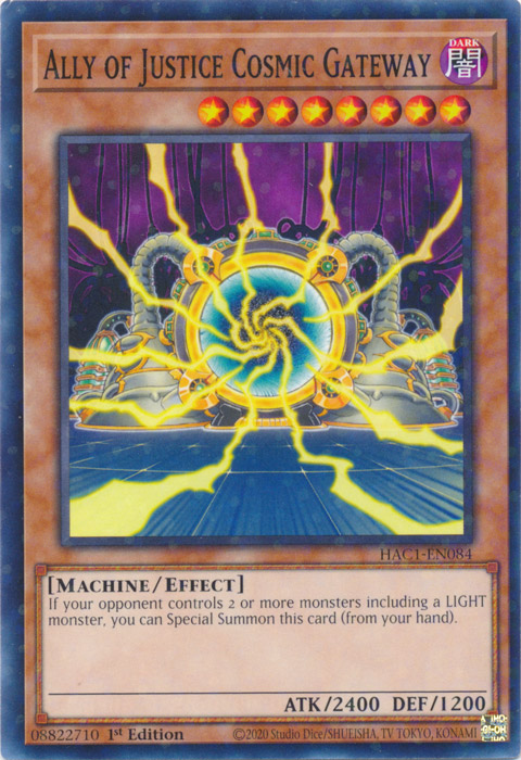 Ally of Justice Cosmic Gateway (Duel Terminal) [HAC1-EN084] Parallel Rare | Exor Games Dartmouth