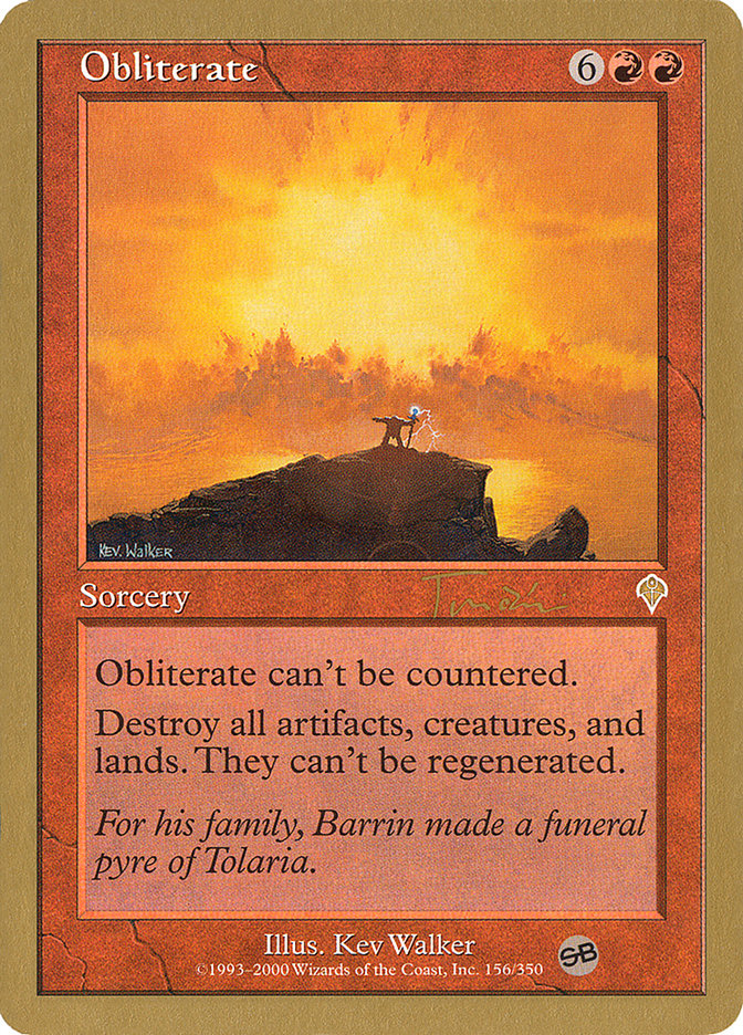 Obliterate (Jan Tomcani) (SB) [World Championship Decks 2001] | Exor Games Dartmouth