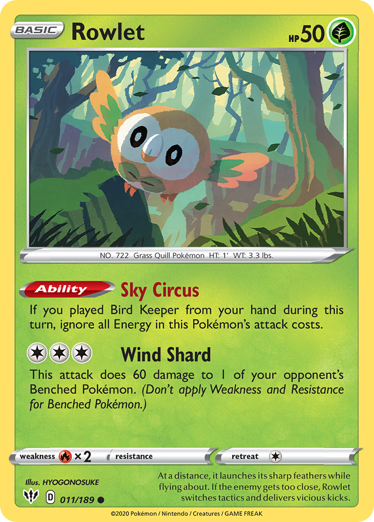 Rowlet (011/189) [Sword & Shield: Darkness Ablaze] | Exor Games Dartmouth