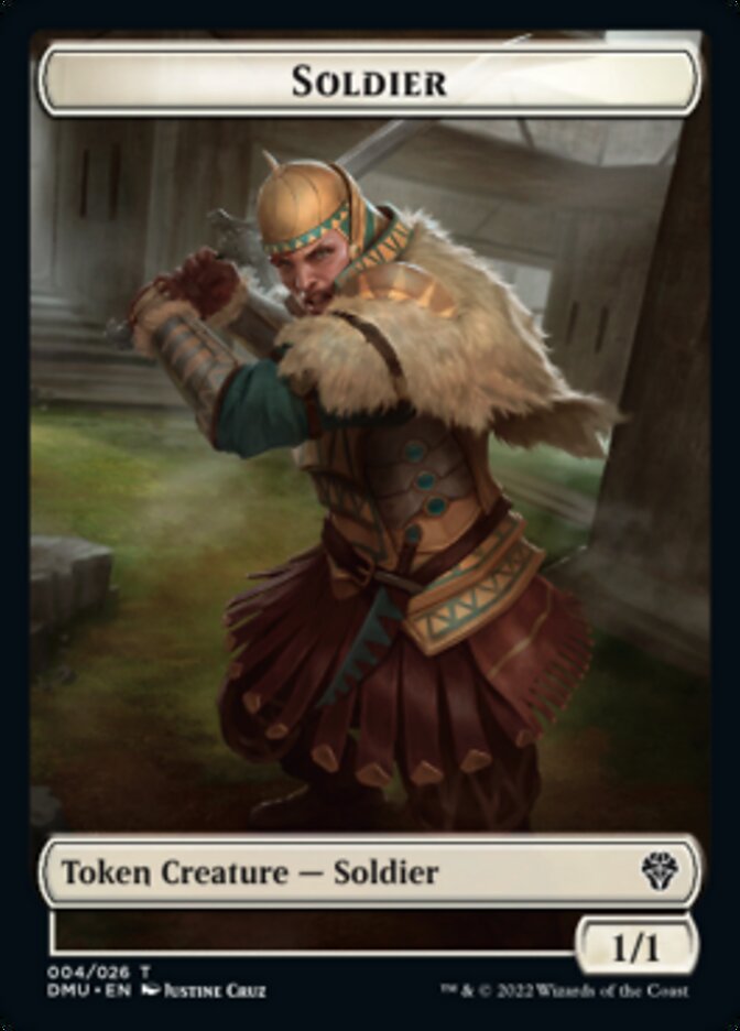 Soldier // Ajani, Sleeper Agent Emblem Double-sided Token [Dominaria United Tokens] | Exor Games Dartmouth