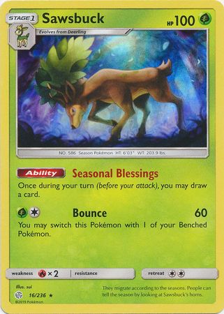 Sawsbuck (16/236) (Build & Battle Box Exclusive) [Sun & Moon: Cosmic Eclipse] | Exor Games Dartmouth