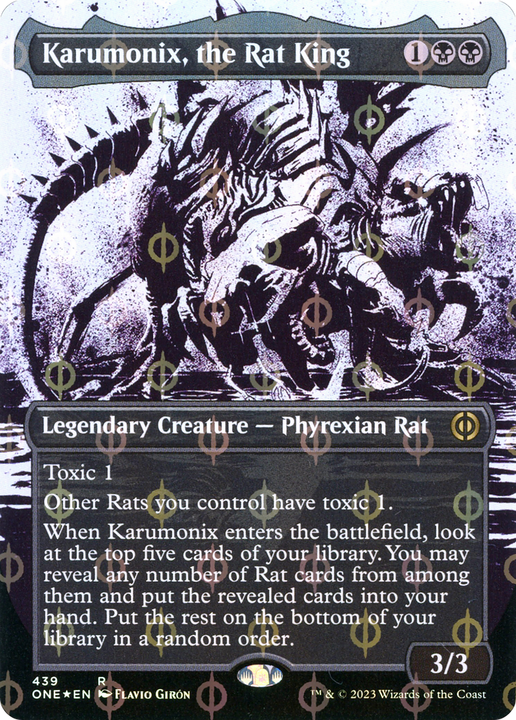 Karumonix, the Rat King (Borderless Ichor Step-and-Compleat Foil) [Phyrexia: All Will Be One] | Exor Games Dartmouth