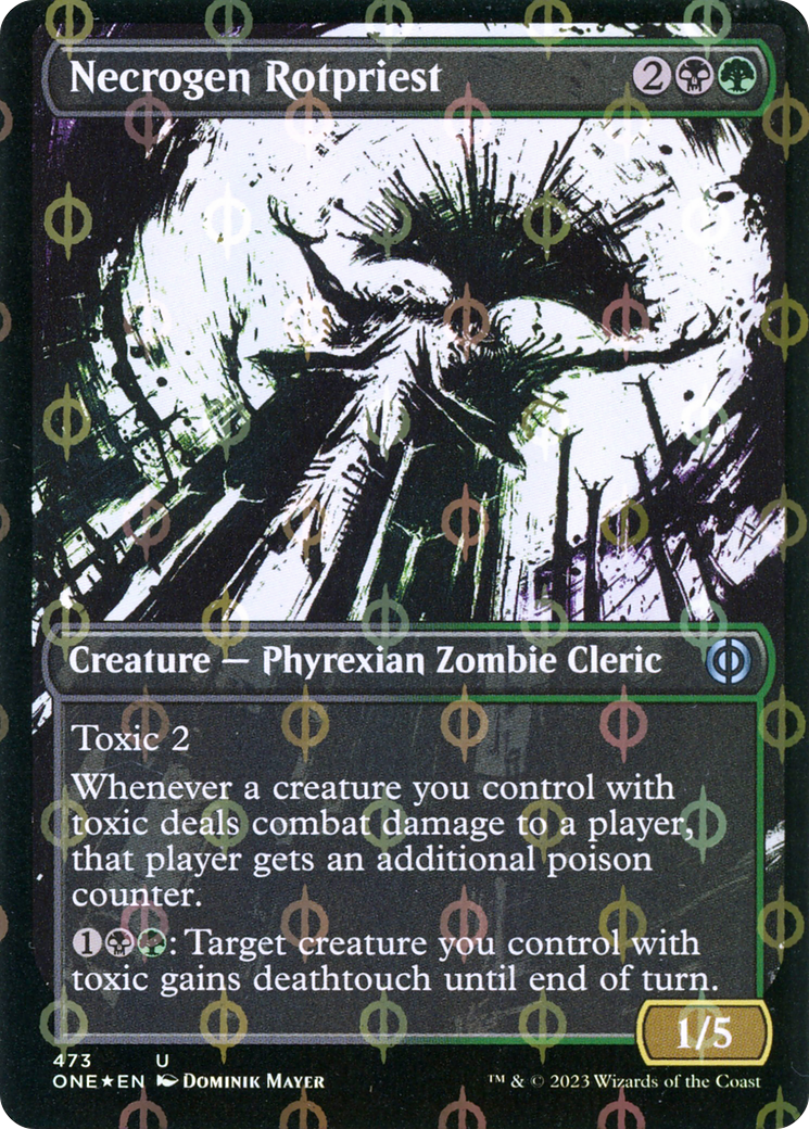 Necrogen Rotpriest (Borderless Ichor Step-and-Compleat Foil) [Phyrexia: All Will Be One] | Exor Games Dartmouth