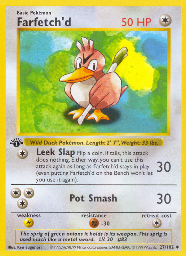 Farfetch'd (27/102) (Shadowless) [Base Set 1st Edition] | Exor Games Dartmouth