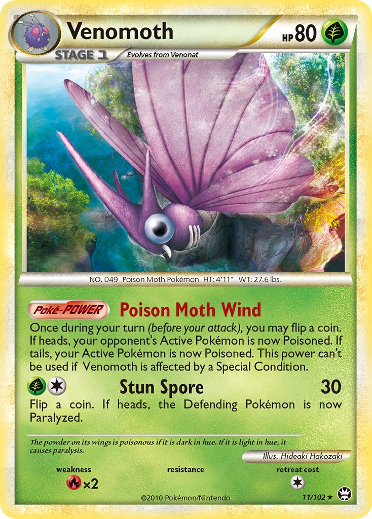 Venomoth (11/102) (Theme Deck Exclusive) [HeartGold & SoulSilver: Triumphant] | Exor Games Dartmouth