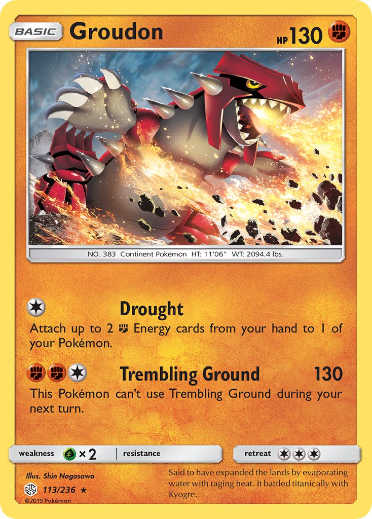 Groudon (113/236) (Cracked Ice Holo) (Theme Deck Exclusive) [Sun & Moon: Cosmic Eclipse] | Exor Games Dartmouth