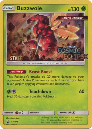 Buzzwole (SM218) (Staff Prerelease Promo) [Sun & Moon: Black Star Promos] | Exor Games Dartmouth