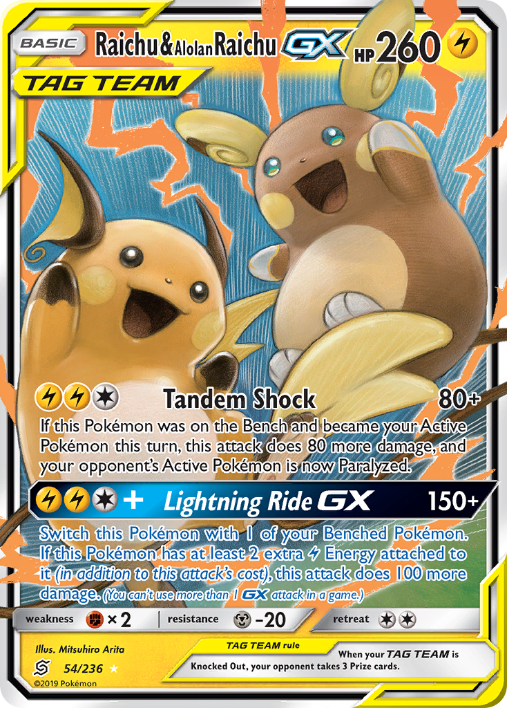 Raichu & Alolan Raichu GX (54/236) [Sun & Moon: Unified Minds] | Exor Games Dartmouth