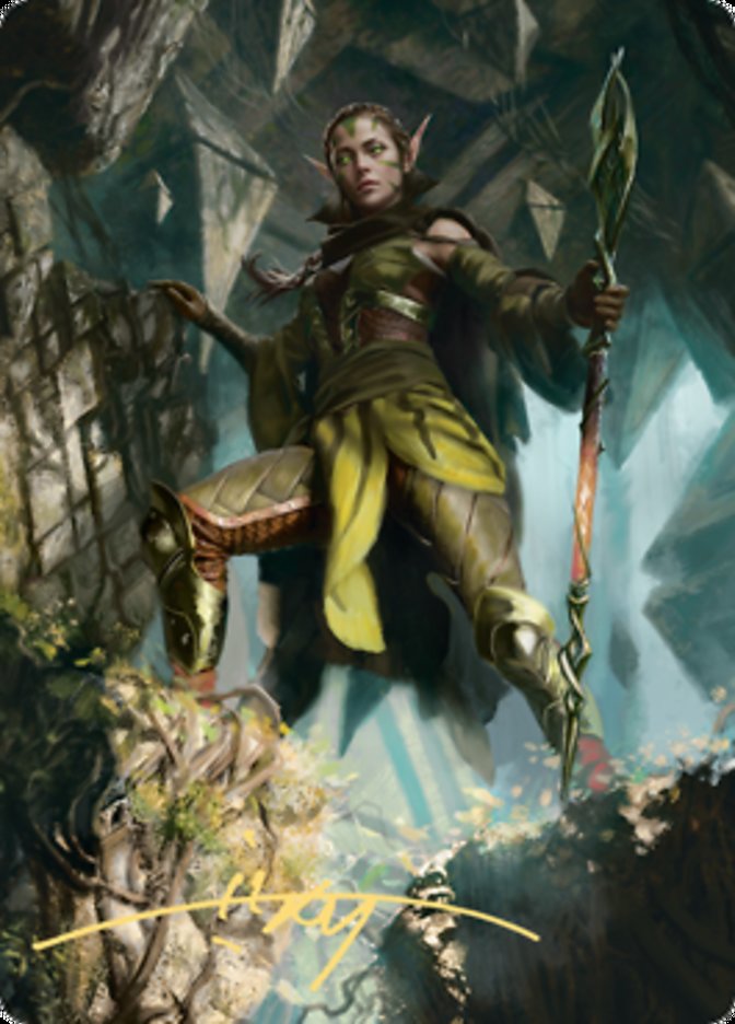 Nissa of Shadowed Boughs 1 Art Card (Gold-Stamped Signature) [Zendikar Rising Art Series] | Exor Games Dartmouth