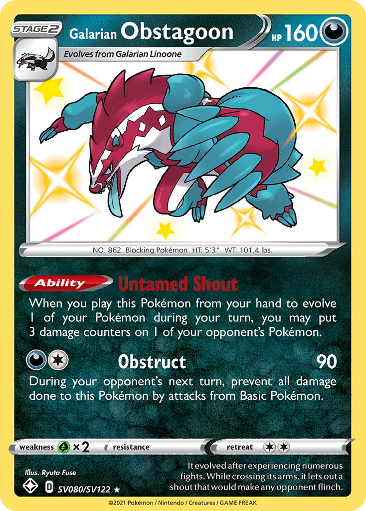 Galarian Obstagoon (SV080/SV122) [Sword & Shield: Shining Fates] | Exor Games Dartmouth