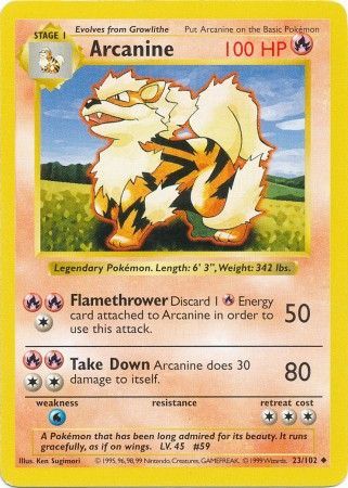 Arcanine (23/102) [Base Set Shadowless Unlimited] | Exor Games Dartmouth