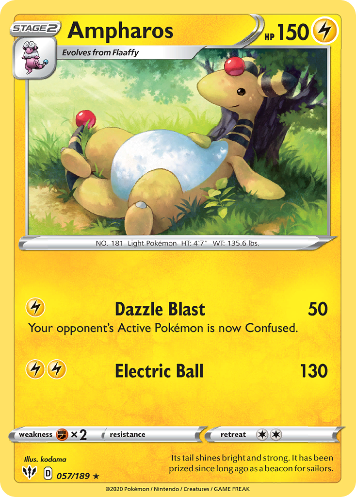 Ampharos (057/189) [Sword & Shield: Darkness Ablaze] | Exor Games Dartmouth