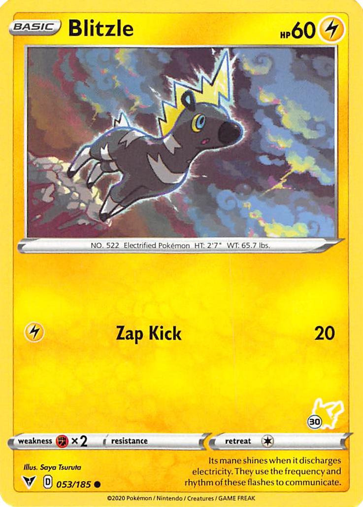 Blitzle (053/185) (Pikachu Stamp #30) [Battle Academy 2022] | Exor Games Dartmouth