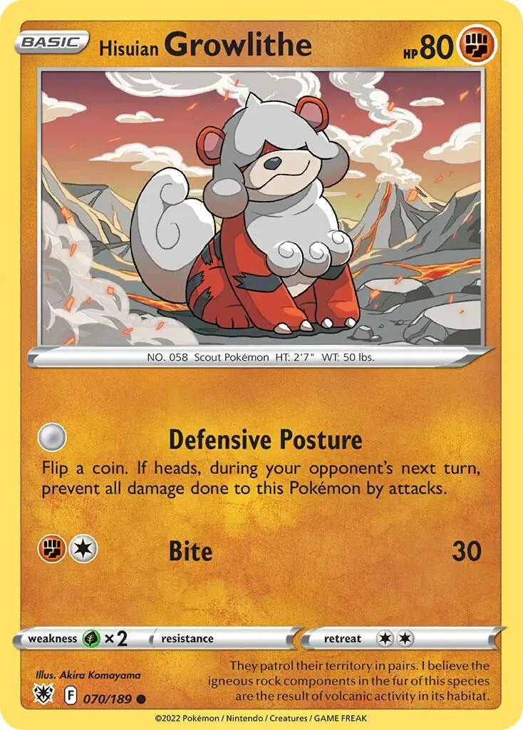 Hisuian Growlithe (070/189) (Theme Deck Exclusive) [Sword & Shield: Astral Radiance] | Exor Games Dartmouth