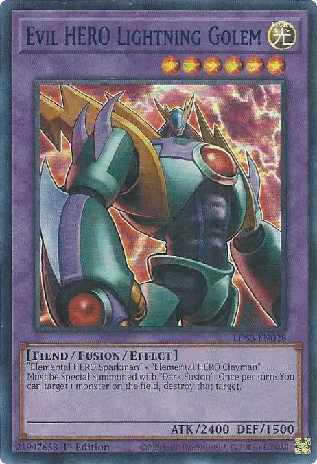 Evil HERO Lightning Golem (Blue) [LDS3-EN028] Ultra Rare | Exor Games Dartmouth