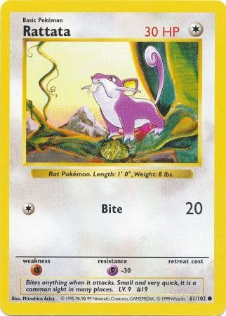 Rattata (61/102) [Base Set Shadowless Unlimited] | Exor Games Dartmouth