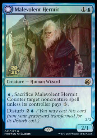 Malevolent Hermit // Benevolent Geist [Innistrad: Midnight Hunt Prerelease Promos] | Exor Games Dartmouth