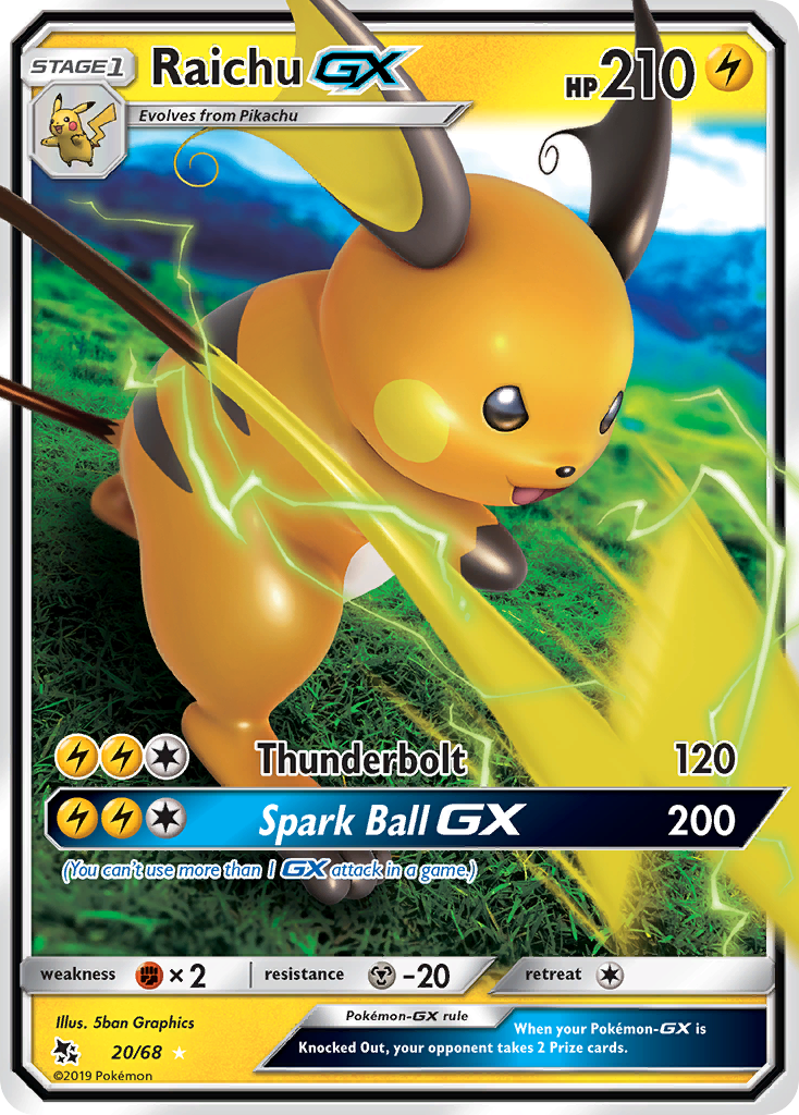 Raichu GX (20/68) [Sun & Moon: Hidden Fates] | Exor Games Dartmouth