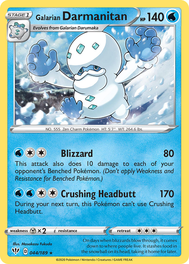 Galarian Darmanitan (044/189) (Cracked Ice Holo) (Theme Deck Exclusive) [Sword & Shield: Darkness Ablaze] | Exor Games Dartmouth