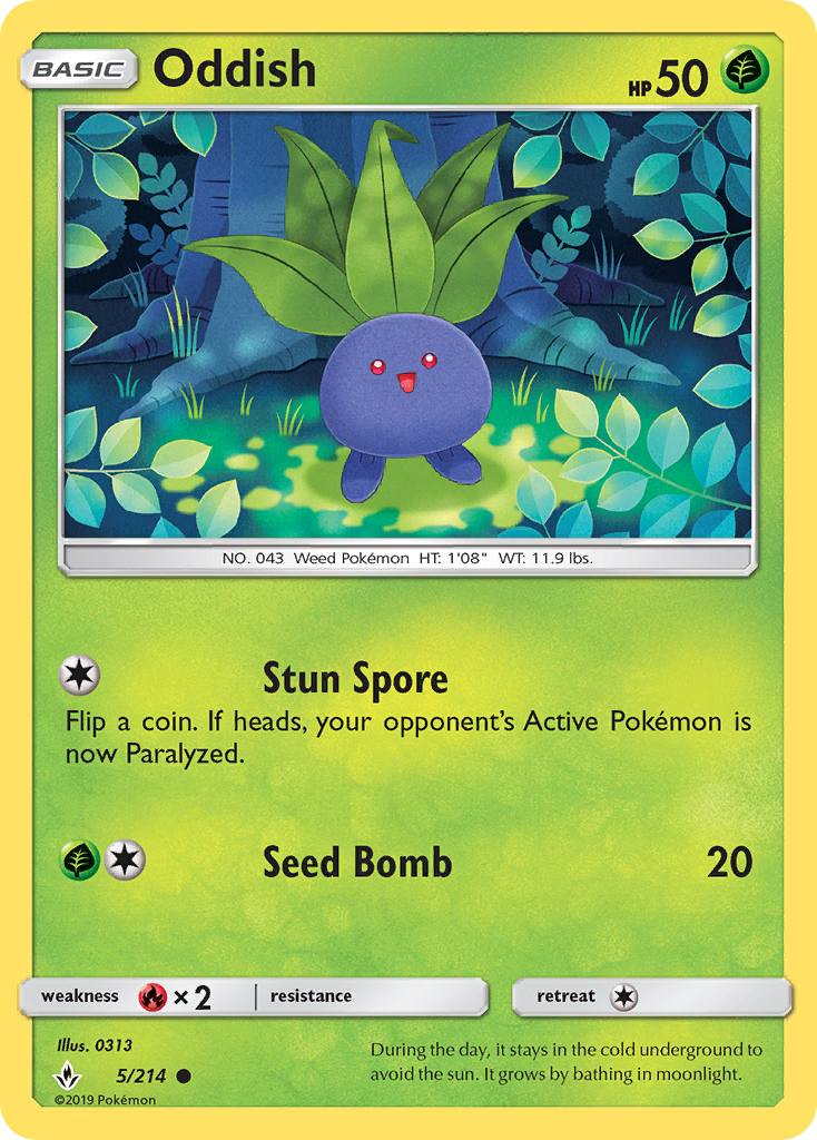 Oddish (5/214) [Sun & Moon: Unbroken Bonds] | Exor Games Dartmouth