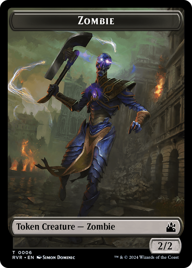 Elf Knight // Zombie Double-Sided Token [Ravnica Remastered Tokens] | Exor Games Dartmouth