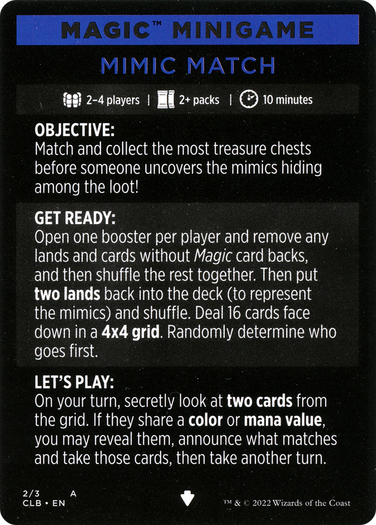 Mimic Match (Magic Minigame) [Commander Legends: Battle for Baldur's Gate Minigame] | Exor Games Dartmouth