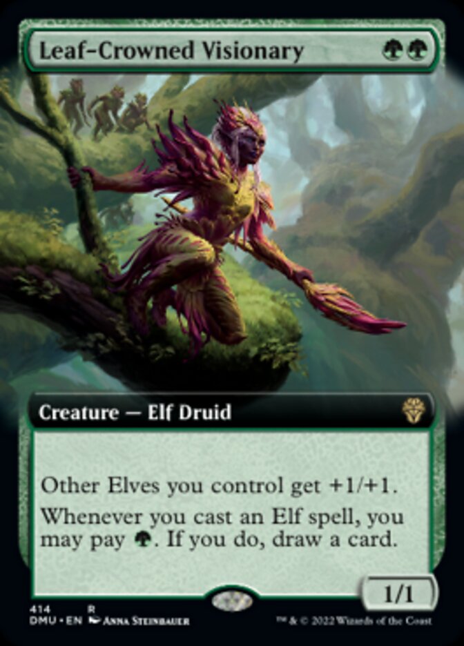 Leaf-Crowned Visionary (Extended Art) [Dominaria United] | Exor Games Dartmouth