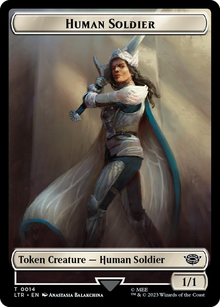 Human Soldier (0014) // Food (0022) Double-Sided Token (Surge Foil) [The Lord of the Rings: Tales of Middle-Earth Tokens] | Exor Games Dartmouth