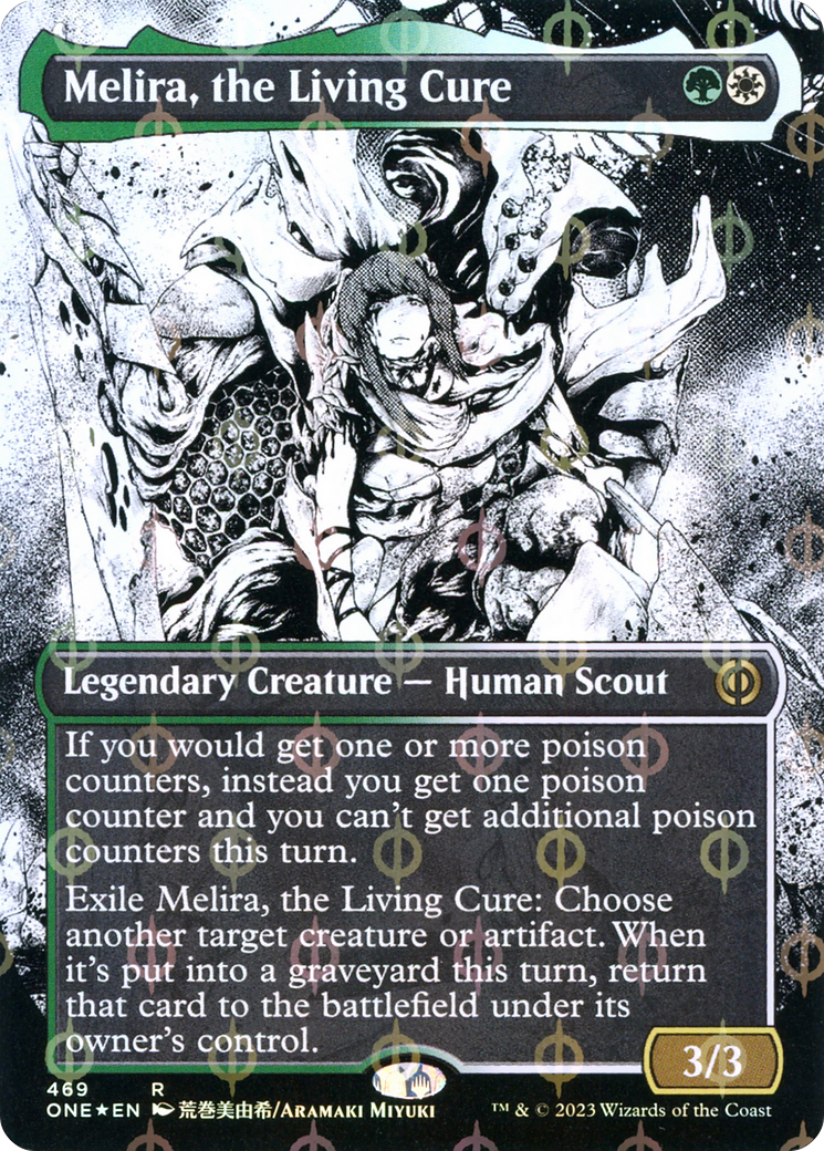 Melira, the Living Cure (Borderless Manga Step-and-Compleat Foil) [Phyrexia: All Will Be One] | Exor Games Dartmouth